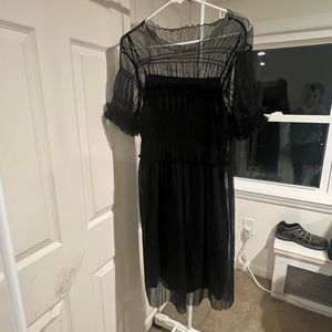 Who What Wear Black Sheer Sleeve Dress